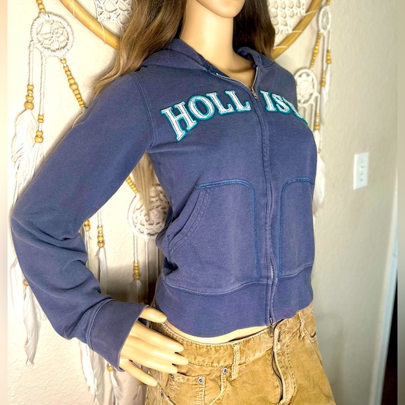 Hollister Zipper Blue Hoodie Medium - Picture 2 of 5